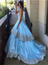 Blue Sweetheart Ball Bown Appliques Satin Prom Dresses LBQ1902
