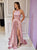 Sweep Train Pink Evening Dresses with Slit
