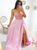Sweep Train Pink Slit Prom Dresses