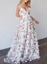 Floral Pink Tulle Long Prom Dress LBQ1465