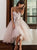 Strapless A Line Nude Pink Short Tulle Knee Length Prom Dresses 