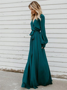 Sweep Train Green Evening Dresses