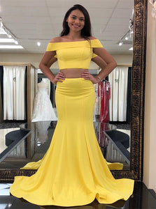 Sweep Train Yellow Evening Dresses