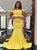 Sweep Train Yellow Evening Dresses