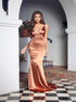 Pleated V Neck Satin Mermaid Backless Prom Dress LBQ2316