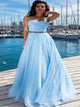 A Line Tulle Sweetheart Prom Dresses