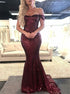 Off the Shoulder Sequins Sleeveless Mermaid Prom Dress LBQ0808