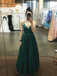 Sweep Train Green Evening Dresses