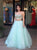 Mint A Line Two Piece Spaghetti Straps Tulle Prom Dresses
