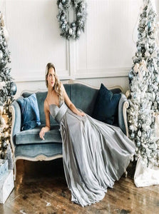 Sweep Train Grey  Evening Dresses