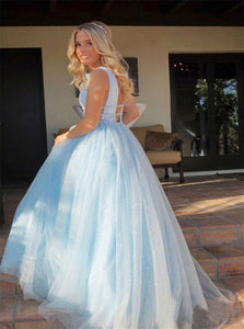 Sweep Train Beadings Sleeveless Prom Dresses