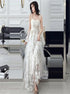 Spaghetti Straps Sweetheart Tulle Flowers Prom Dresses LBQ2375
