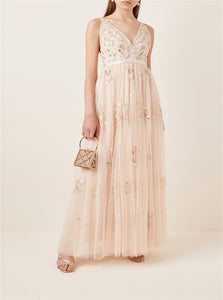 Sweep Train Champagne Evening Dresses