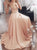 Sleeveless Sweep Train Satin Lace Prom Dresses