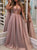 A Line Beadings V Neck Chiffon Prom Dresses