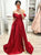 A Line Off Shoulder Red Satin Prom Dresses