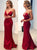 Sexy Sheath Satin Spaghetti Straps Red Prom Dresses