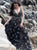 A Line Black V Neck Appliques Tulle Prom Dresses