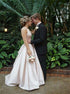 Halter A Line Pink Satin Pleats Prom Dress LBQ3117