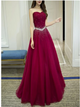 A Line Wine Red Sweetheart Prom Dress with Beadings 