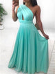 A Line One Shoulder Chiffon Pleats Prom Dress LBQ3135