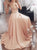 A Line Peach Sweetheart Lace Prom Dresses 