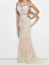 Mermaid Champagne Tulle Open Back Beaded Appliques Prom Dress LBQ2101