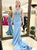 Halter Pale Blue Mermaid Satin Prom Dresses