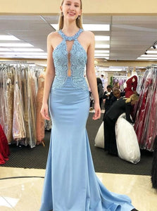 Sleeveless Satin Prom Dresses with Lace