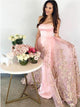 A Line Strapless Satin Pink Prom Dresses with Appliques LBQ2517