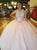 Sequins Beaded Open Back Pink Tulle Ball Gowns Prom Dresses