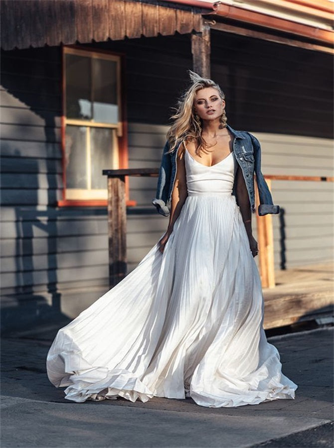 A Line V Neck Pleats Chiffon Prom Dresses | Alinepromdress A Line V Neck Pleats Chiffon Prom Dresses | Alinepromdress