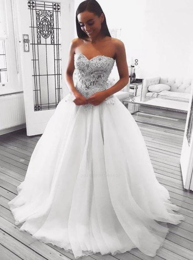 Ball Gown Sweetheart Tulle Prom Dress with Beadings | Alinepromdress Ball Gown Sweetheart Tulle Prom Dress with Beadings | Alinepromdress