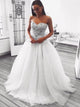 Ball Gown Sweetheart Tulle Ivory Prom Dresses with Beadings