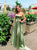 A Line Spaghetti Straps Lace Up Satin Prom Dress with Slit
