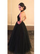 Sweep Train Black Evening Dresses