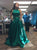 Two Pieces Green Sleeveless Sweep Train Prom Dresses