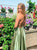 Sweep Train Green Evening Dresses