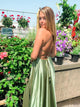 Sweep Train Green Evening Dresses