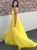 Sweep Train Yellow Evening Dresses