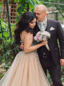 A Line Sweetheart Tulle Beading Sleeveless Prom Dress LBQ2753