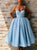 Ball Gown Satin Spaghetti Straps Tea Length Prom Dress