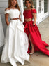 Two Piece Off the Shoulder Prom Dress with Lace Top LBQ1202