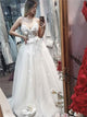 A Line White Sweetheart Applique Tulle Prom Dresses