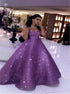 Ball Gown Sweep Train Sweetheart Sequins Prom Dresses LBQ1944