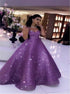 Ball Gown Sweep Train Sweetheart Sequins Prom Dresses LBQ1944