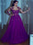 Jewel Appliques A Line Tulle Purple Prom Dresses