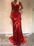Mermaid Spaghetti Straps Sweetheart Satin Prom Dresses With Slit LBQ1884