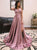 A Line Spaghetti Straps V Neck Pink Pleats Prom Dresses