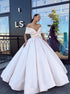 Off the Shoulder Pink Satin Ball Gown Prom Dresses with Pleates LBQ1815